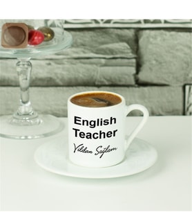 English Teacher Siyah Tasarım Kahve Fincanı
